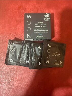 MOON Stain Prevention Teeth Whitening Wipes, Mint, Sodium Bicarbonate, 10 Ct